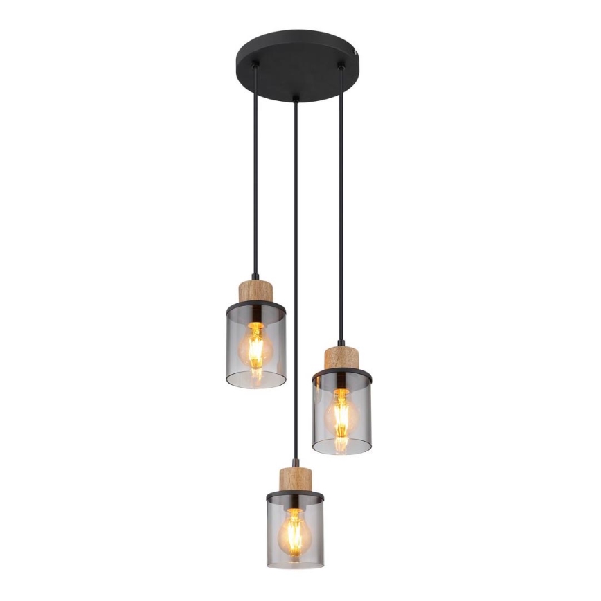 Globo - Пендел 3xE27/15W/230V Ø 27 см дъб