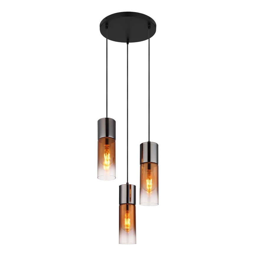 Globo - Пендел 3xE27/25W/230V черен/меден