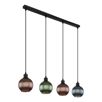 Globo - Пендел 4xE27/25W/230V меден/зелен/син