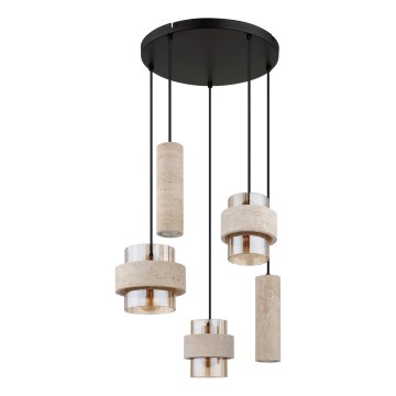 Globo - Полилей на кабел 3xE27/40W/230V + 2xGU10/10W травертин