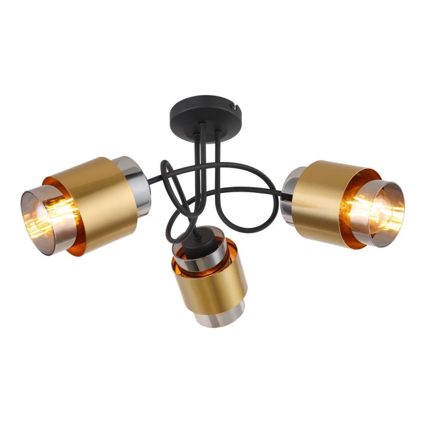 Globo - Полилей за повърхностен монтаж 3xE27/40W/230V черен/месинг