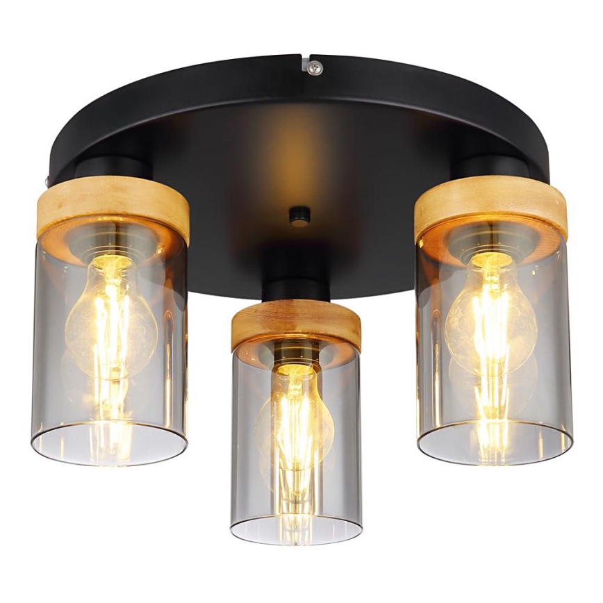 Globo - Полилей за повърхностен монтаж 3xE27/40W/230V метален/дървен