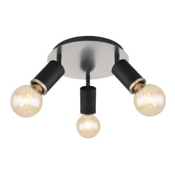 Globo - Спот 3xE27/60W/230V черен/дървен