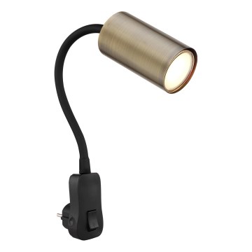Globo - Стенен спот с превключвател 1xGU10/25W/230V черен/месинг