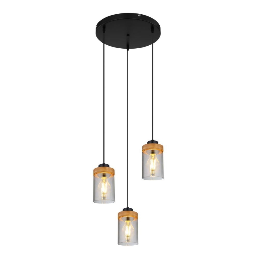 Globo - Висящ полилей 3xE27/40W/230V метален/дървен