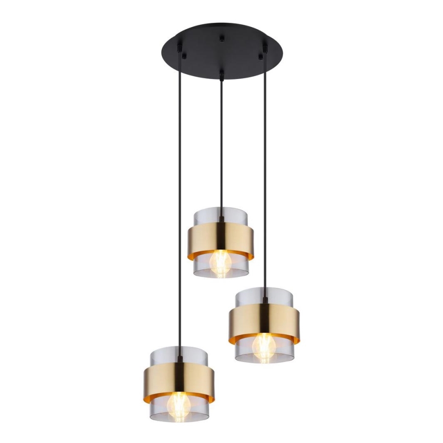 Globo - Висящ полилей 3xE27/60W/230V черен/месинг