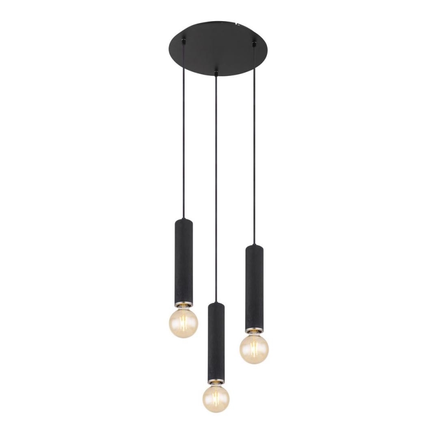 Globo - Висящ полилей 3xE27/60W/230V черно дърво