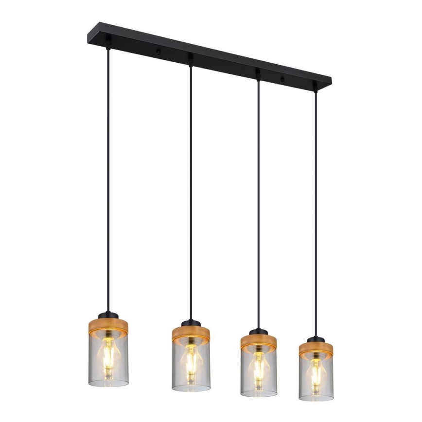 Globo - Висящ полилей 4xE27/40W/230V метален/дървен