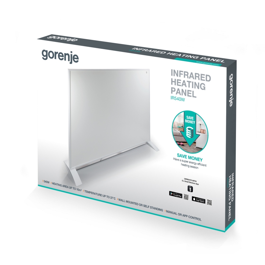 GORENJE IR540W - Умен електрически инфрачервен панел 540W с таймер IP44 Wi-Fi бял