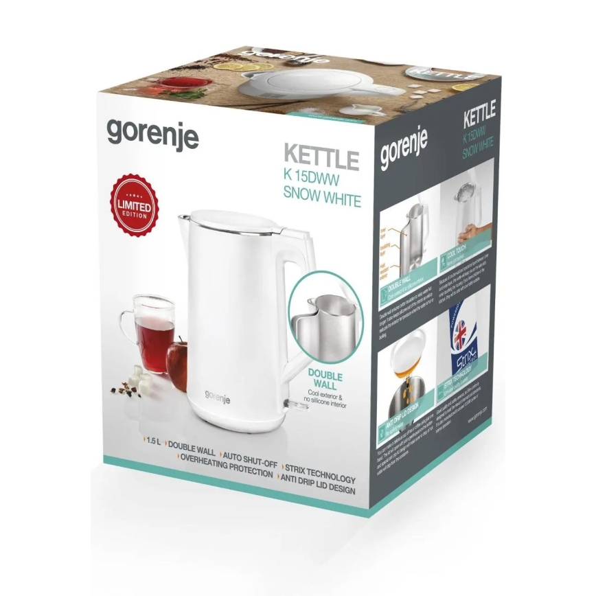 GORENJE K15DWW - Електрическа кана 1,5 l 2200W/230V бяла