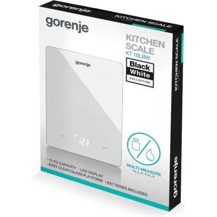 GORENJE KT10LBW - Дигитална кухненска везна, 3xAAA, бяла