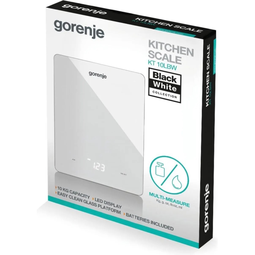 GORENJE KT10LBW - Дигитална кухненска везна, 3xAAA, бяла