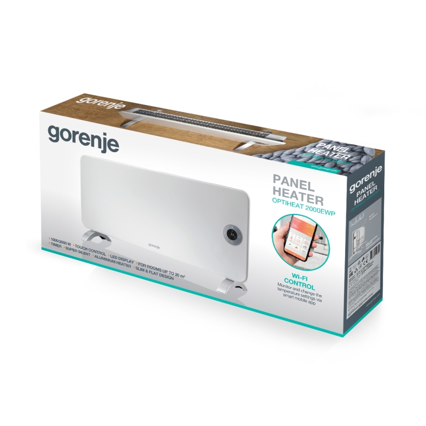 GORENJE OPTIHEAT 2000EWP - Умен електрически нагревател/конвектор 2000W IP44 Wi-Fi бял