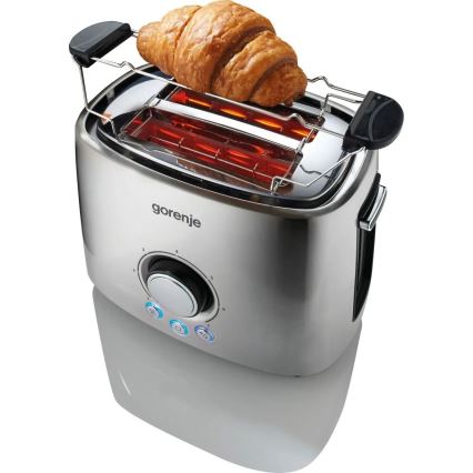 GORENJE T1000E - Тостер с два отвора и решетка за препичане 1000W/230V неръждаема стомана