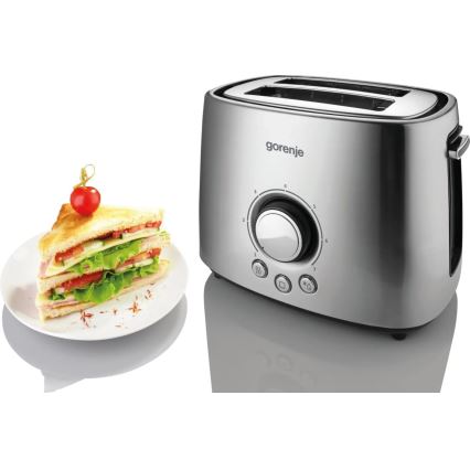 GORENJE T1000E - Тостер с два отвора и решетка за препичане 1000W/230V неръждаема стомана