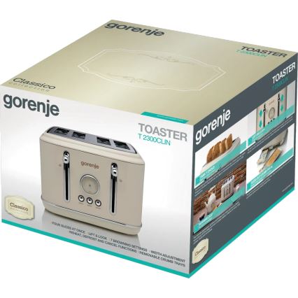GORENJE T2300CLIN - Тостер с четири слота 1150W/230V бежов
