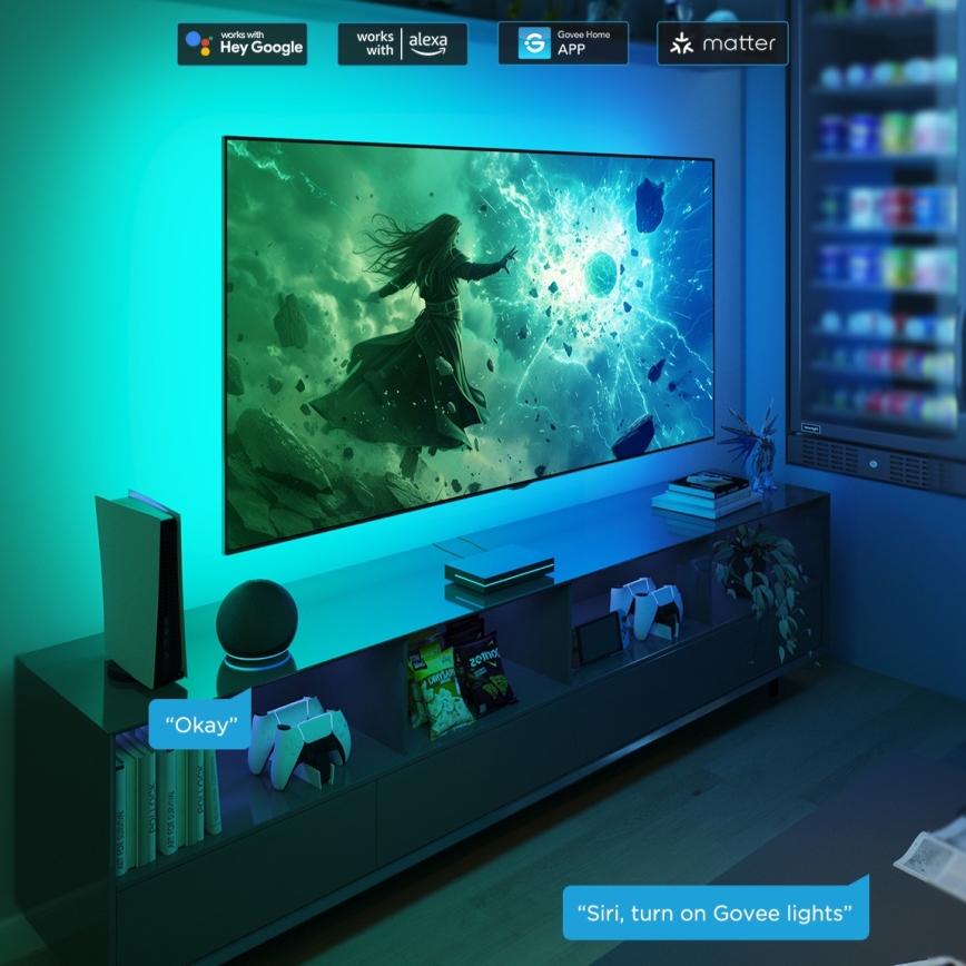 Govee - AI Sync Box 2 RGBICW подсветка за смарт телевизори 55-65 Wi-Fi