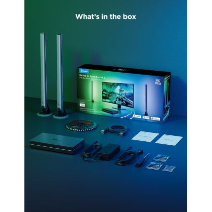 Govee - AI Sync Box Kit 2 интелигентен комплект за компютърно осветление 27-34 + LED панели с Wi-Fi