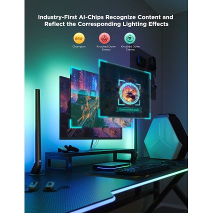 Govee - AI Sync Box Kit 2 интелигентен комплект за компютърно осветление 27-34 + LED панели с Wi-Fi