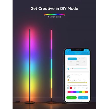 Govee - димируема LED RGBW подова лампа LITE MATTER LED/24W/230V Wi-Fi