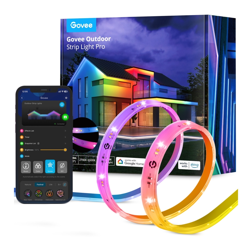 Govee - Екстериорен Pro SMART RGBICWW екстериорен LED лента 10m 2700-6500K Wi-Fi IP65