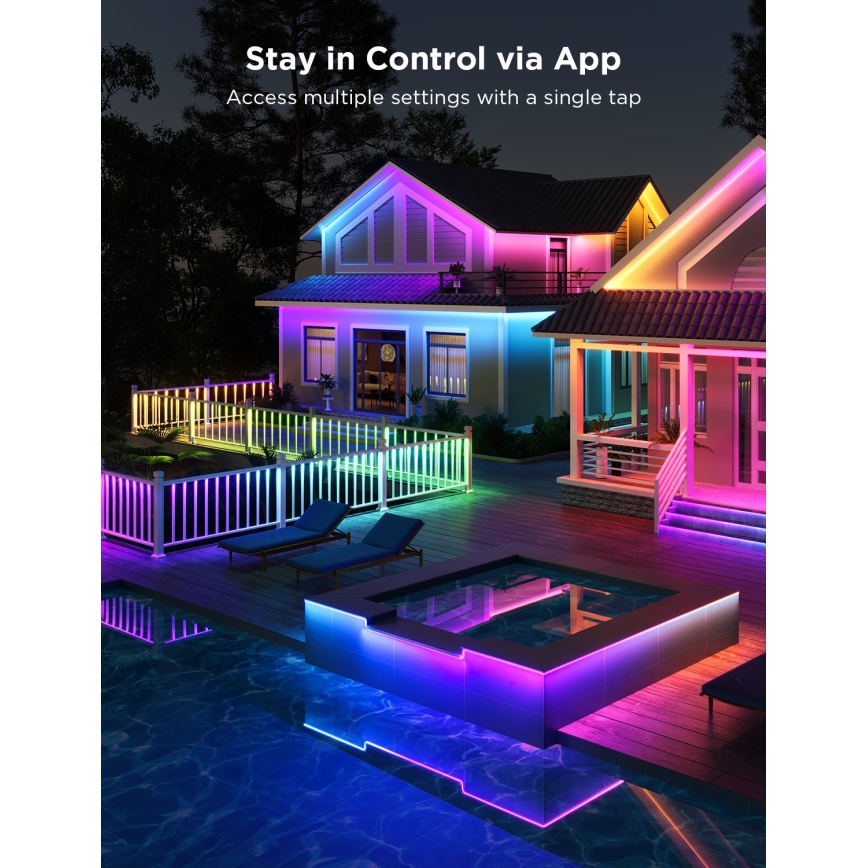 Govee - Екстериорен Pro SMART RGBICWW екстериорен LED лента 10m 2700-6500K Wi-Fi IP65