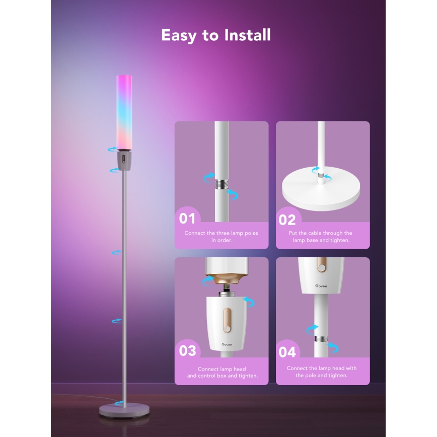 Govee - LED Димируем лампион CYLINDER SMART RGBICWW 2200-6500K