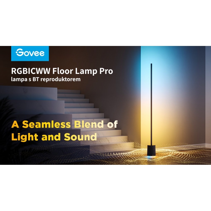 Govee - LED Димируем лампион с високоговорител Pro RGBICWW 2200-6500K Wi-Fi + дистанционно управление