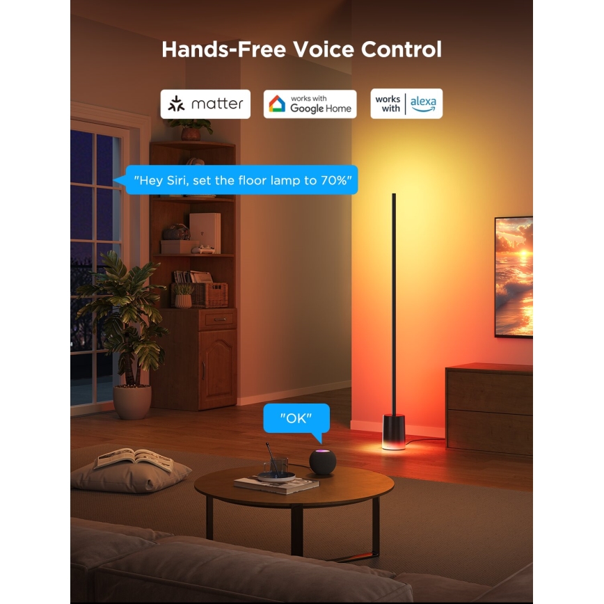 Govee - LED Димируем лампион Smart MATTER LED RGBICWW 2200-6500K Wi-Fi + дистанционно управление