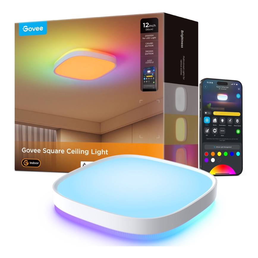 Govee - LED RGBIC Димируем плафон LED/24W/230V 2700-6500K Wi-Fi