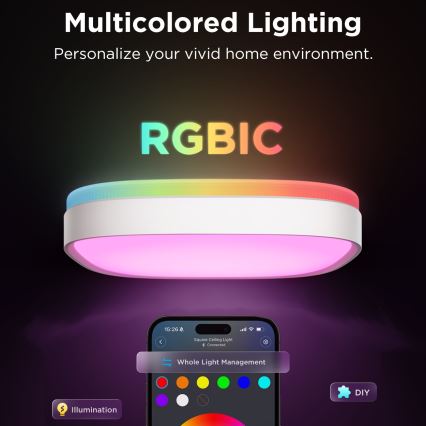 Govee - LED RGBIC Димируем плафон LED/24W/230V 2700-6500K Wi-Fi