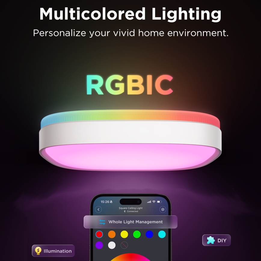 Govee - LED RGBIC Димируем плафон LED/24W/230V 2700-6500K Wi-Fi
