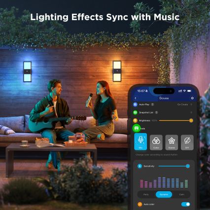 Govee - LED RGBIC Димируем екстериорен аплик със сензор LED/230V IP65 2700-6500K Wi-Fi