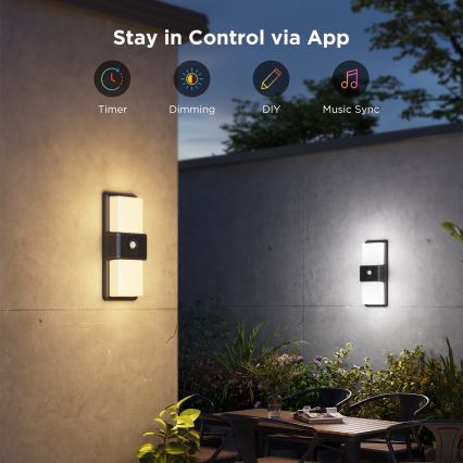 Govee - LED RGBIC Димируем екстериорен аплик със сензор LED/230V IP65 2700-6500K Wi-Fi