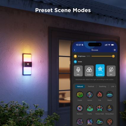 Govee - LED RGBIC Димируем екстериорен аплик със сензор LED/230V IP65 2700-6500K Wi-Fi