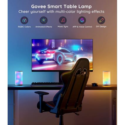 Govee - LED RGBIC Димируема настолна лампа AURA 2 2200-6500K Wi-Fi Matter