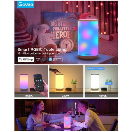 Govee - LED RGBIC Димируема настолна лампа AURA 2 2200-6500K Wi-Fi Matter