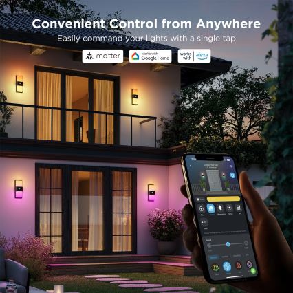 Govee - LED RGBIC димируем външен стенен осветител със сензор MATTER LED/230V IP65 2700-6500K Wi-Fi