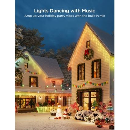 Govee - LED RGBIC Екстериорни лампички Интелигентен ледени висулки 10m Wi-Fi Matter IP65