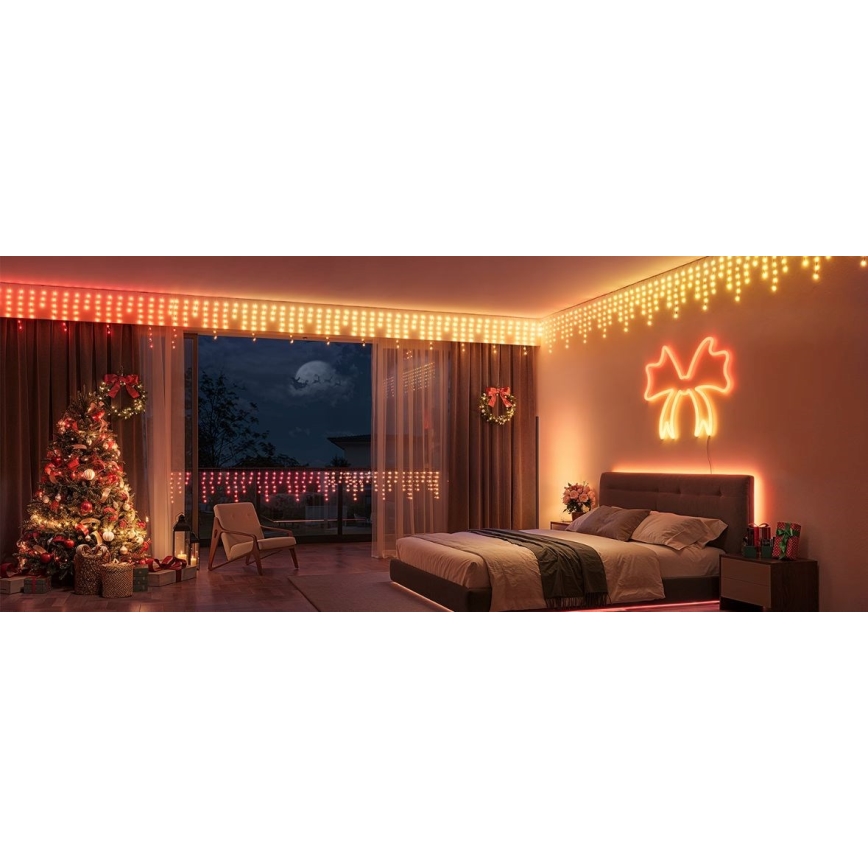 Govee - LED RGBIC Екстериорни лампички Интелигентен ледени висулки 10m Wi-Fi Matter IP65