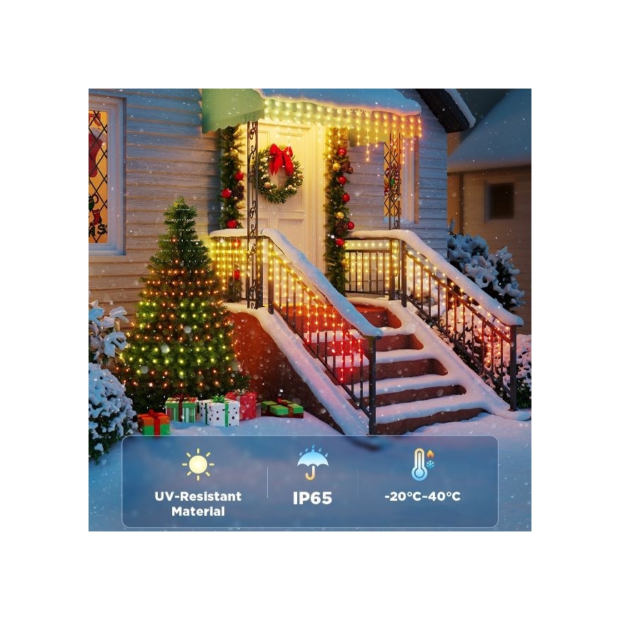 Govee - LED RGBIC Екстериорни лампички Интелигентен ледени висулки 10m Wi-Fi Matter IP65