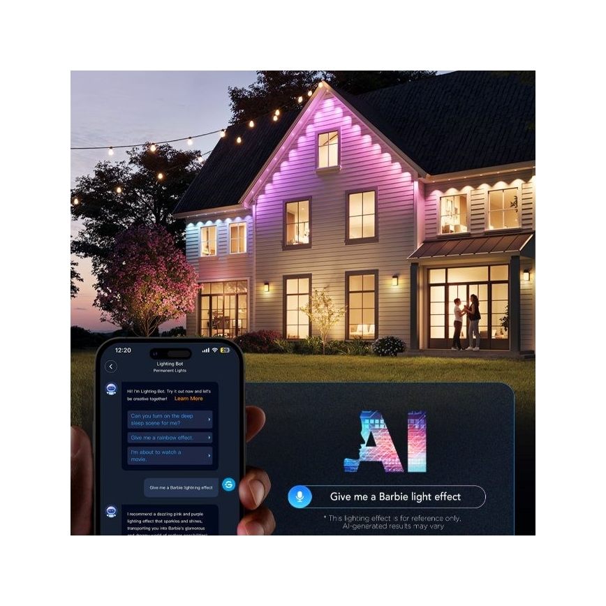 Govee - LED RGBIC гирлянд с downlight лампи 30m Wi-Fi Matter IP67