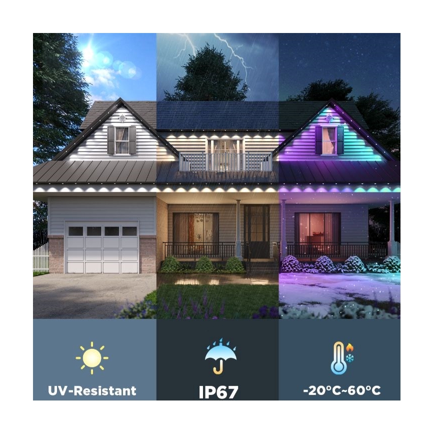 Govee - LED RGBIC гирлянд с насочени светлини, 30m, Wi-Fi, Matter, IP67