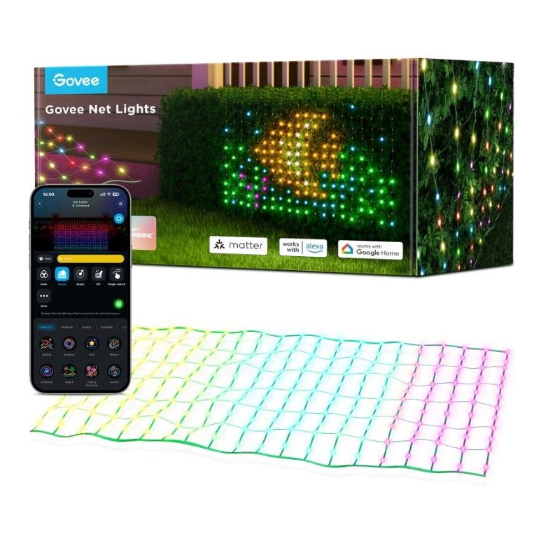 Govee - LED RGBIC Мрежа за външно осветление 143x85 см Wi-Fi Matter IP65