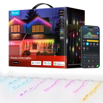 Govee - LED RGBIC Външен гирлянд от сосулки 10m Wi-Fi Matter IP65