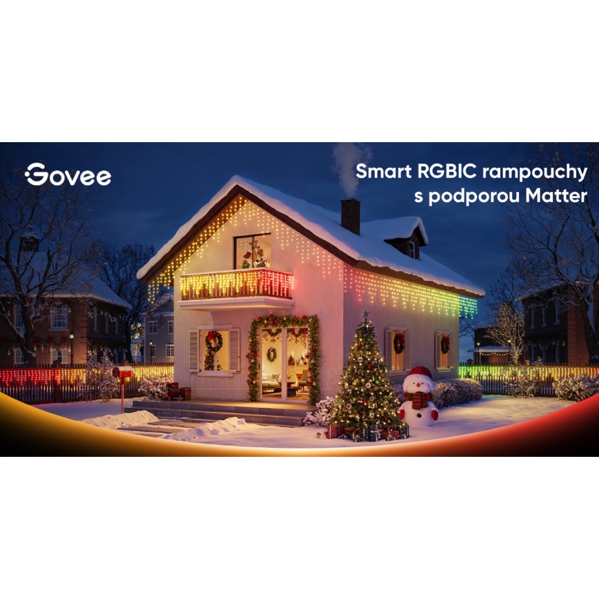 Govee - LED RGBIC Външен гирлянд от сосулки 10m Wi-Fi Matter IP65
