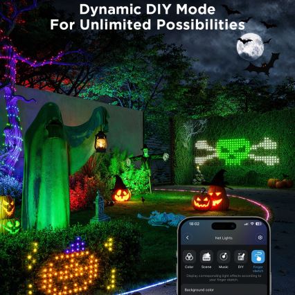 Govee - LED RGBIC външна осветителна мрежа 143x85см Wi-Fi Matter IP65