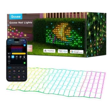 Govee - LED RGBIC Външна светлинна мрежа 143x85cm Wi-Fi Matter IP65
