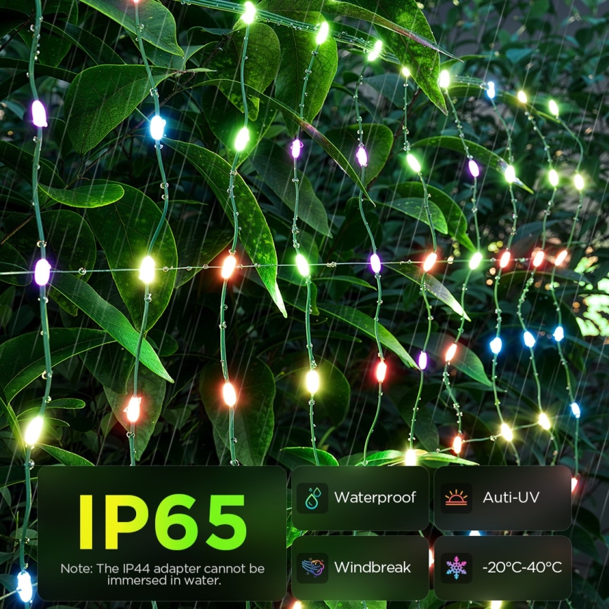 Govee - LED RGBIC Външна светлинна мрежа 143x85cm Wi-Fi Matter IP65