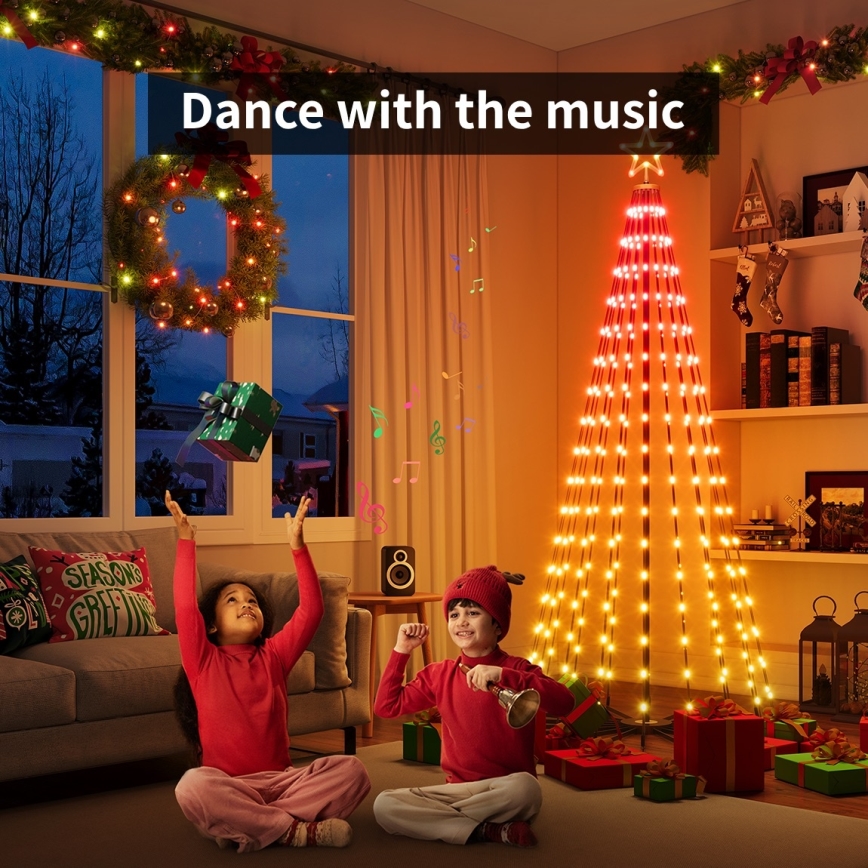 Govee - LED RGBIC Коледна елха със звезда LED/15W/230V IP65 1,8 m Matter Wi-Fi